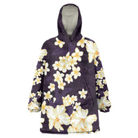 Hawaii Hibiscus Plumeria Purple Wearable Blanket Hoodie Polynesian Pattern LT01 One Size Purple - Polynesian Pride