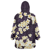 Hawaii Hibiscus Plumeria Purple Wearable Blanket Hoodie Polynesian Pattern LT01 - Polynesian Pride