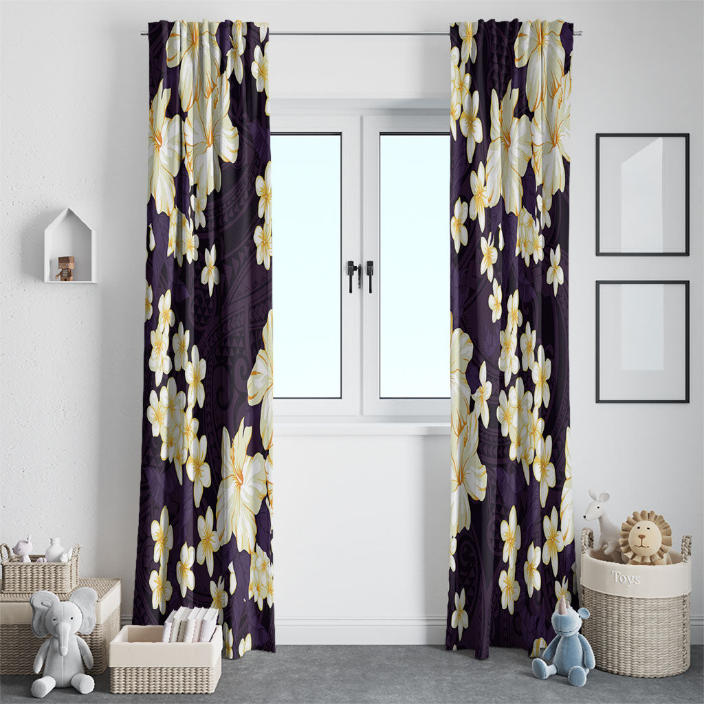 Hawaii Hibiscus Plumeria Purple Window Curtain Polynesian Pattern LT01 - Polynesian Pride