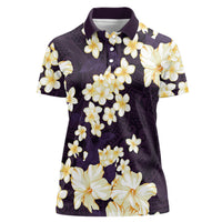Hawaii Hibiscus Plumeria Purple Women Polo Shirt Polynesian Pattern LT01 Female Purple - Polynesian Pride