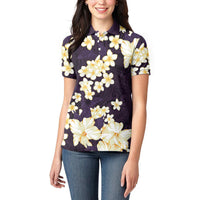 Hawaii Hibiscus Plumeria Purple Women Polo Shirt Polynesian Pattern LT01 - Polynesian Pride