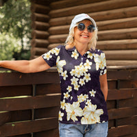 Hawaii Hibiscus Plumeria Purple Women Polo Shirt Polynesian Pattern LT01 - Polynesian Pride