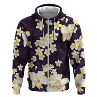 Hawaii Hibiscus Plumeria Purple Zip Hoodie Polynesian Pattern LT01 Zip Hoodie Purple - Polynesian Pride
