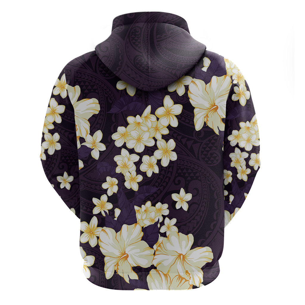 Hawaii Hibiscus Plumeria Purple Zip Hoodie Polynesian Pattern LT01 - Polynesian Pride