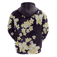 Hawaii Hibiscus Plumeria Purple Zip Hoodie Polynesian Pattern LT01 - Polynesian Pride