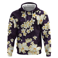 Hawaii Hibiscus Plumeria Purple Zip Hoodie Polynesian Pattern LT01 Pullover Hoodie Purple - Polynesian Pride