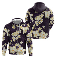Hawaii Hibiscus Plumeria Purple Zip Hoodie Polynesian Pattern LT01 - Polynesian Pride
