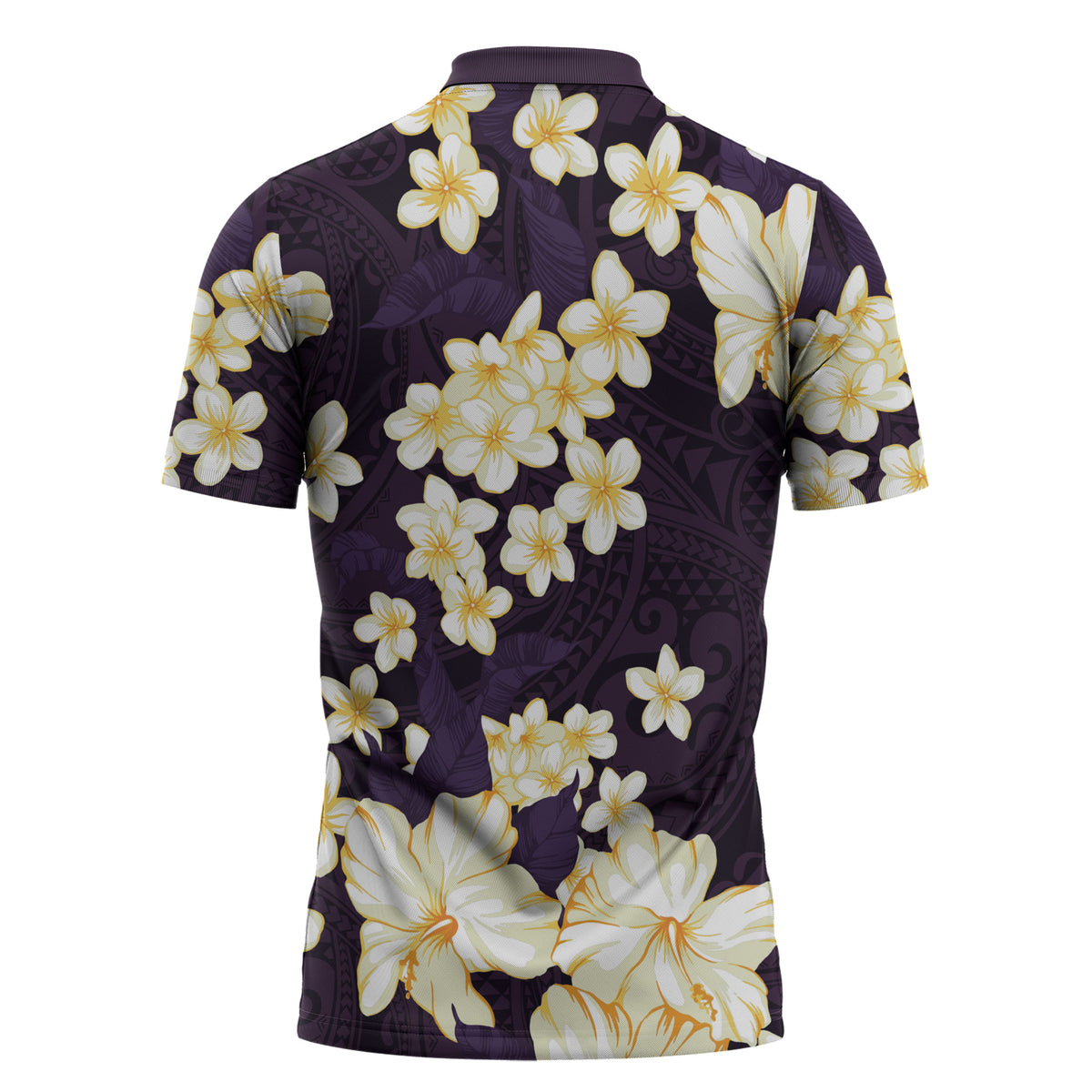 Hawaii Hibiscus Plumeria Purple Zipper Polo Shirt Polynesian Pattern LT01 - Polynesian Pride