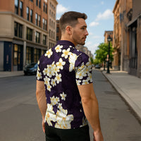 Hawaii Hibiscus Plumeria Purple Zipper Polo Shirt Polynesian Pattern LT01 - Polynesian Pride