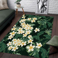 Hawaii Plumeria Tropical Leaves Area Rug Monstera Calathea Palm Fronds