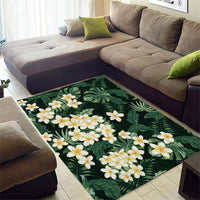 Hawaii Plumeria Tropical Leaves Area Rug Monstera Calathea Palm Fronds