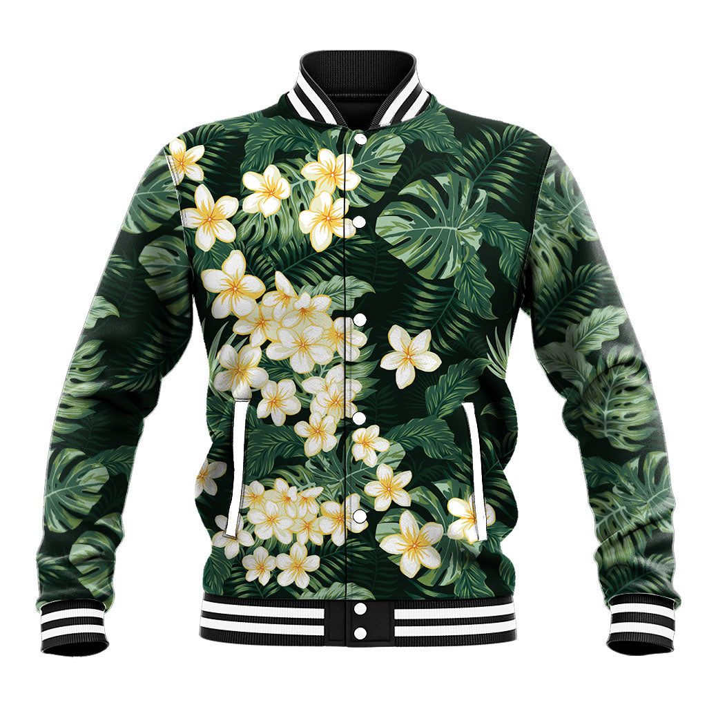 Hawaii Plumeria Tropical Leaves Baseball Jacket Monstera Calathea Palm Fronds