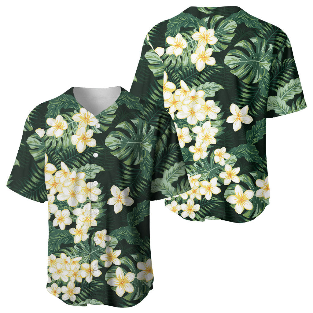 Hawaii Plumeria Tropical Leaves Baseball Jersey Monstera Calathea Palm Fronds