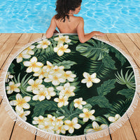 Hawaii Plumeria Tropical Leaves Beach Blanket Monstera Calathea Palm Fronds