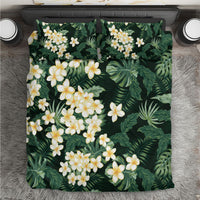 Hawaii Plumeria Tropical Leaves Bedding Set Monstera Calathea Palm Fronds