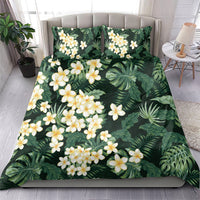Hawaii Plumeria Tropical Leaves Bedding Set Monstera Calathea Palm Fronds