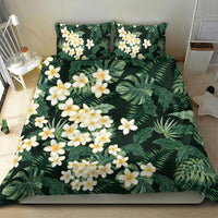 Hawaii Plumeria Tropical Leaves Bedding Set Monstera Calathea Palm Fronds