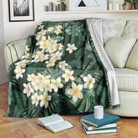 Hawaii Plumeria Tropical Leaves Blanket Monstera Calathea Palm Fronds