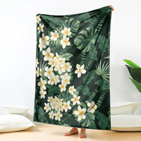 Hawaii Plumeria Tropical Leaves Blanket Monstera Calathea Palm Fronds