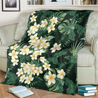 Hawaii Plumeria Tropical Leaves Blanket Monstera Calathea Palm Fronds