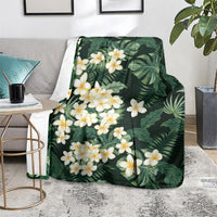 Hawaii Plumeria Tropical Leaves Blanket Monstera Calathea Palm Fronds