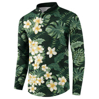 Hawaii Plumeria Tropical Leaves Button Sweatshirt Monstera Calathea Palm Fronds