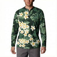 Hawaii Plumeria Tropical Leaves Button Sweatshirt Monstera Calathea Palm Fronds