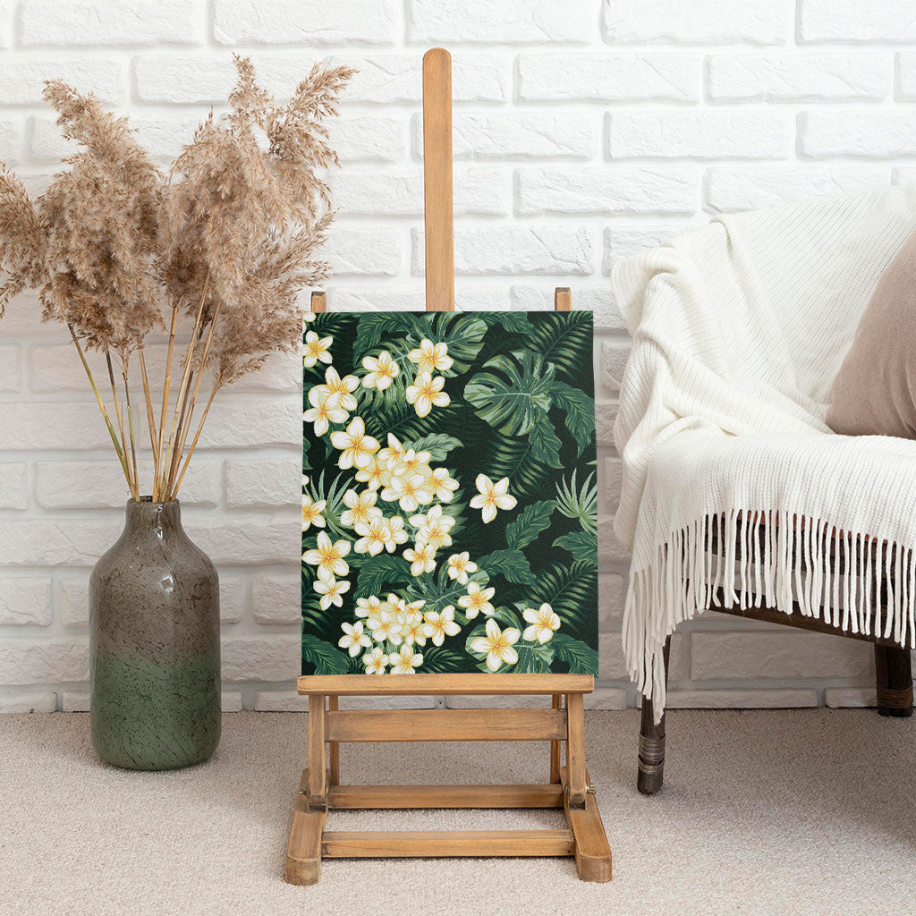 Hawaii Plumeria Tropical Leaves Canvas Wall Art Monstera Calathea Palm Fronds