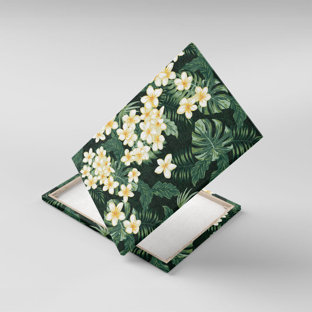 Hawaii Plumeria Tropical Leaves Canvas Wall Art Monstera Calathea Palm Fronds