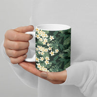 Hawaii Plumeria Tropical Leaves Ceramic Mug Monstera Calathea Palm Fronds