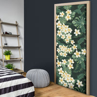 Hawaii Plumeria Tropical Leaves Door Cover Monstera Calathea Palm Fronds