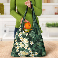 Hawaii Plumeria Tropical Leaves Grocery Bag Monstera Calathea Palm Fronds