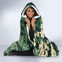 Hawaii Plumeria Tropical Leaves Hooded Blanket Monstera Calathea Palm Fronds