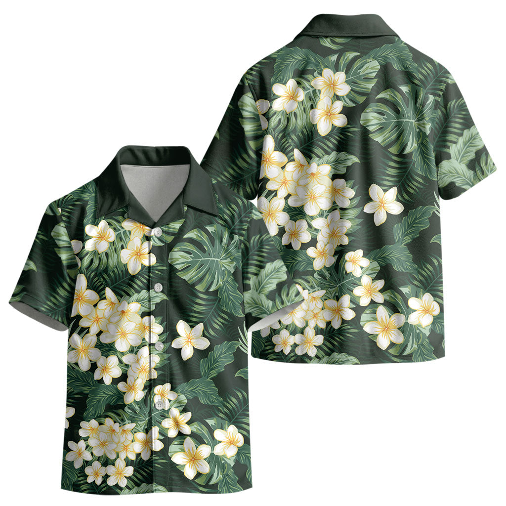 Hawaii Plumeria Tropical Leaves Kid Hawaiian Shirt Monstera Calathea Palm Fronds