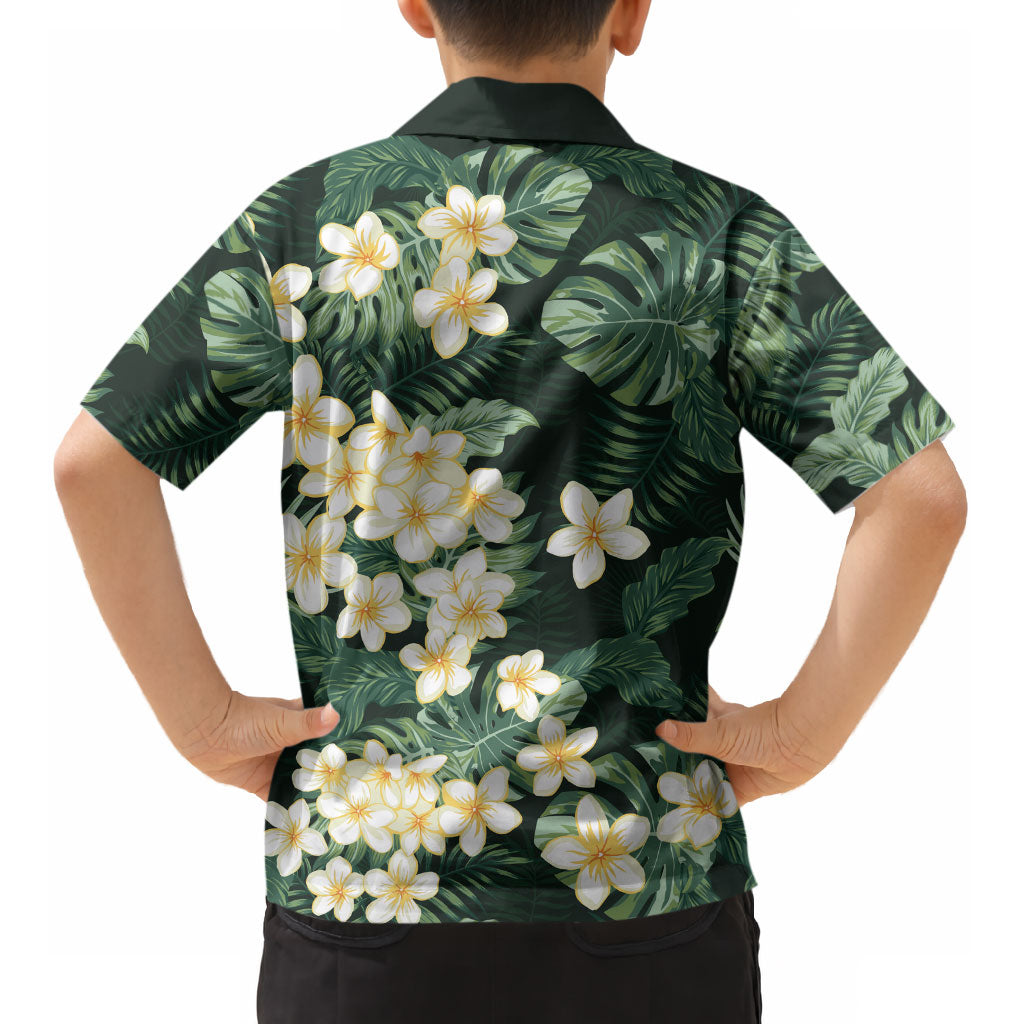 Hawaii Plumeria Tropical Leaves Kid Hawaiian Shirt Monstera Calathea Palm Fronds