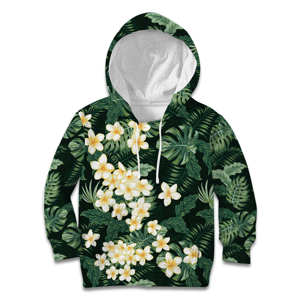 Hawaii Plumeria Tropical Leaves Kid Hoodie Monstera Calathea Palm Fronds