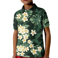 Hawaii Plumeria Tropical Leaves Kid Polo Shirt Monstera Calathea Palm Fronds