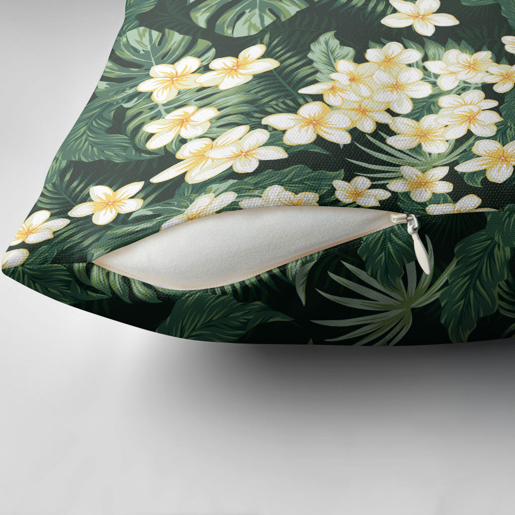 Hawaii Plumeria Tropical Leaves Pillow Cover Monstera Calathea Palm Fronds