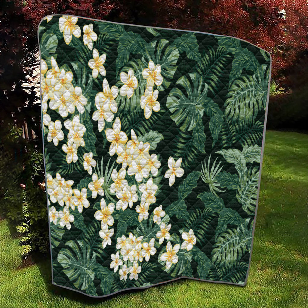 Hawaii Plumeria Tropical Leaves Quilt Monstera Calathea Palm Fronds