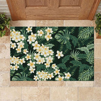 Hawaii Plumeria Tropical Leaves Rubber Doormat Monstera Calathea Palm Fronds