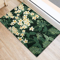 Hawaii Plumeria Tropical Leaves Rubber Doormat Monstera Calathea Palm Fronds