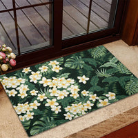 Hawaii Plumeria Tropical Leaves Rubber Doormat Monstera Calathea Palm Fronds