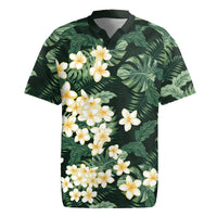 Hawaii Plumeria Tropical Leaves Rugby Jersey Monstera Calathea Palm Fronds