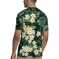 Hawaii Plumeria Tropical Leaves Rugby Jersey Monstera Calathea Palm Fronds