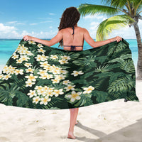Hawaii Plumeria Tropical Leaves Sarong Monstera Calathea Palm Fronds
