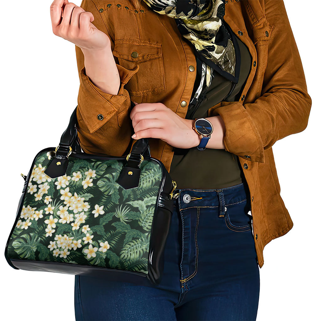 Hawaii Plumeria Tropical Leaves Shoulder Handbag Monstera Calathea Palm Fronds