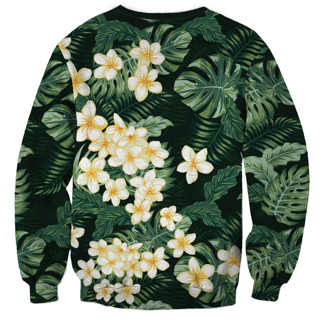 Hawaii Plumeria Tropical Leaves Sweatshirt Monstera Calathea Palm Fronds