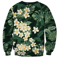 Hawaii Plumeria Tropical Leaves Sweatshirt Monstera Calathea Palm Fronds