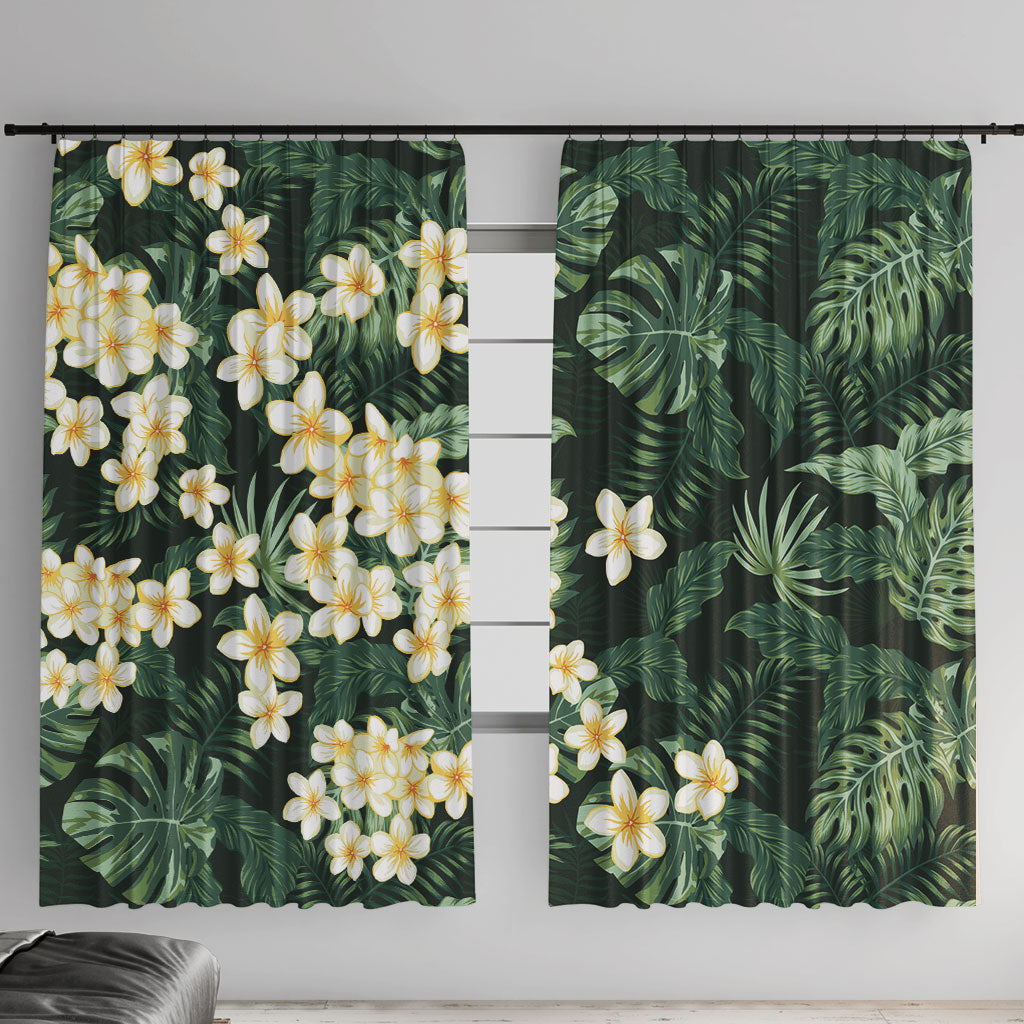 Hawaii Plumeria Tropical Leaves Window Curtain Monstera Calathea Palm Fronds