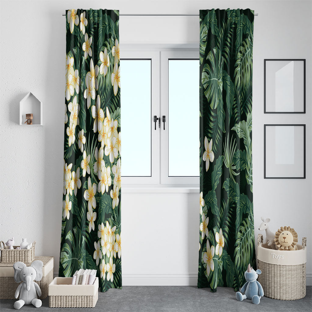 Hawaii Plumeria Tropical Leaves Window Curtain Monstera Calathea Palm Fronds